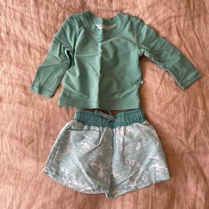 Caden Lane Long Sleeve Rash Guard Shirt & Swim Trunks 0-3 months